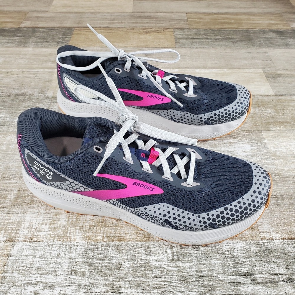 Brooks Divide 3 Womens Shoes Sz 9.5 B Trail Running Ebony Gray Pink Sneakers